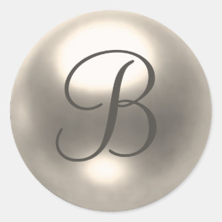 Pearl B monogram bröllop säl Runt Klistermärke