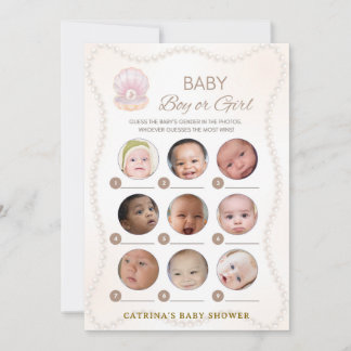 Pearl Baby Shower Game - Editable Name, 5x7 Inbjudningar