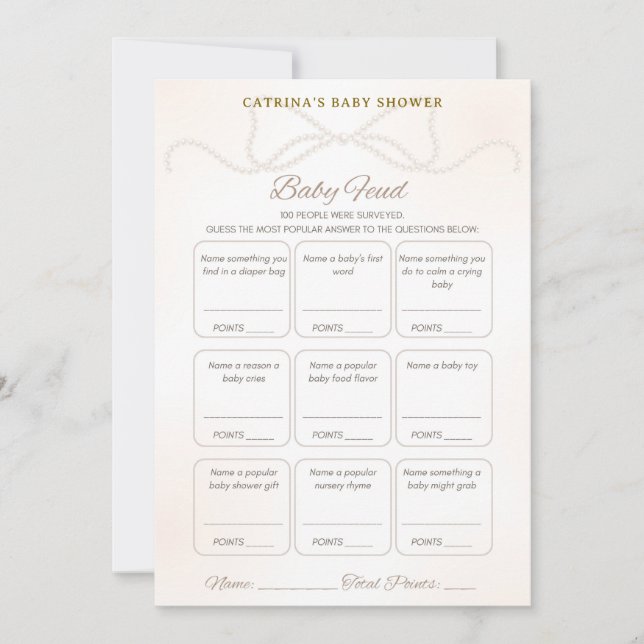 Pearl Baby Shower Game - Editable Name, 5x7 Inbjudningar (Framsida)