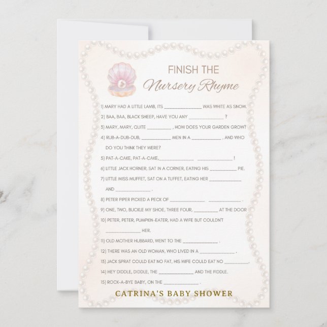 Pearl Baby Shower Game - Editable Name, 5x7 Inbjudningar (Framsida)