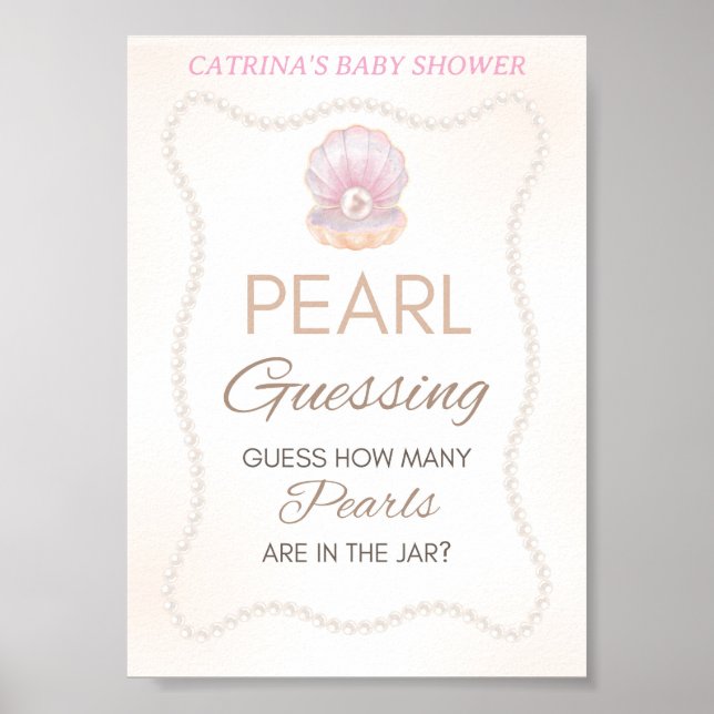 Pearl Baby Shower Game Sign Poster (Framsidan)