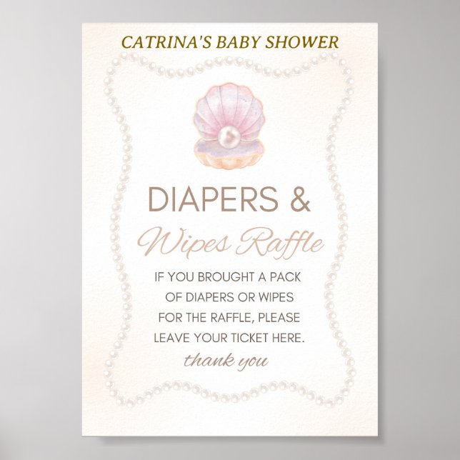 Pearl Baby Shower Game Sign Poster (Framsidan)