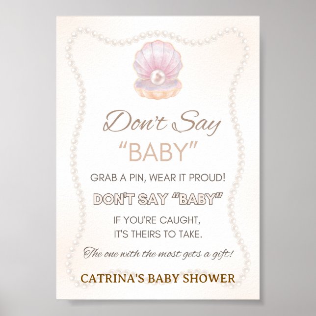 Pearl Baby Shower Game Sign Poster (Framsidan)