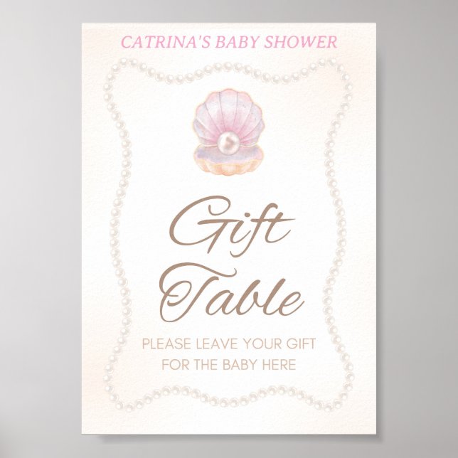 Pearl Baby Shower Game Sign Poster (Framsidan)