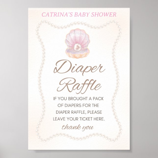 Pearl Baby Shower Game Sign Poster (Framsidan)