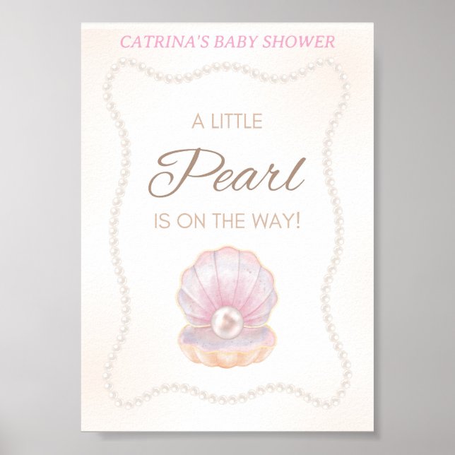 Pearl Baby Shower Game Sign Poster (Framsidan)