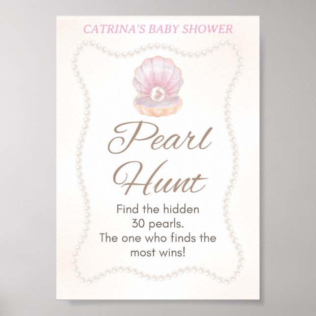 Pearl Baby Shower Game Sign Poster (Framsidan)