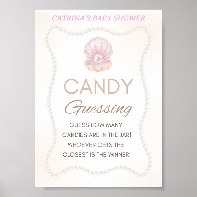 Pearl Baby Shower Spel Skylt (Framsidan)
