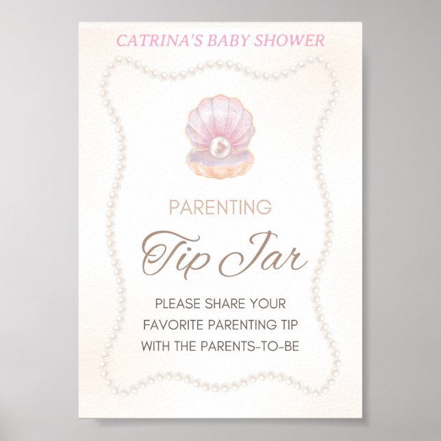 Pearl Baby Shower Spel Skylt (Framsidan)