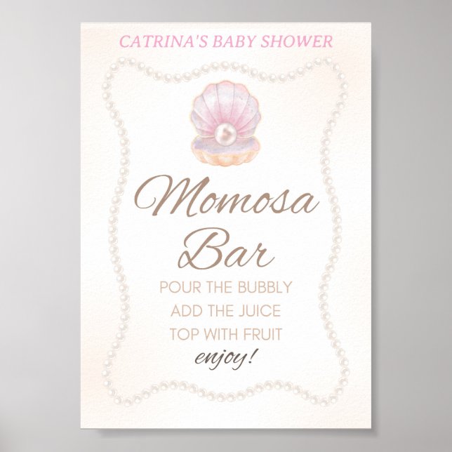 Pearl Baby Shower Spel Skylt (Framsidan)