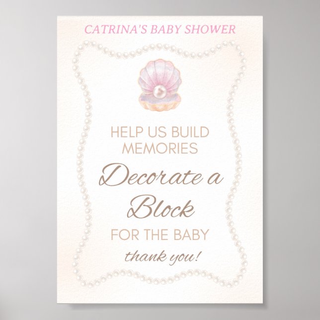 Pearl Baby Shower Spel Skylt (Framsidan)