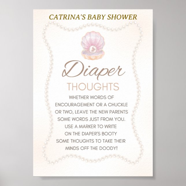 Pearl Baby Shower Spel Skylt (Framsidan)