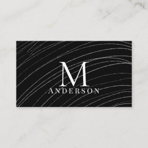 Pearl Black Abstrakt Masculine Dubbla Monogram Visitkort