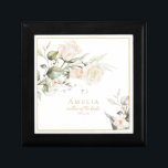 Pearl  Blommigt Elegance Bröllop ID989 Minnesask<br><div class="desc">Den koordinerande presentlåda för bröllopsfest som visas här innehåller en mall som gör att du enkelt kan lägga till bröllopsfestens datum, namn och bröllop. Den här designsviten har mjuka pärlor och blommigtar med vattenfärg som accentueras med skarpa detaljer om guld och dramatiska ebony-beröring. Samlingen exuderar tidlös romantik, perfekt för par...</div>