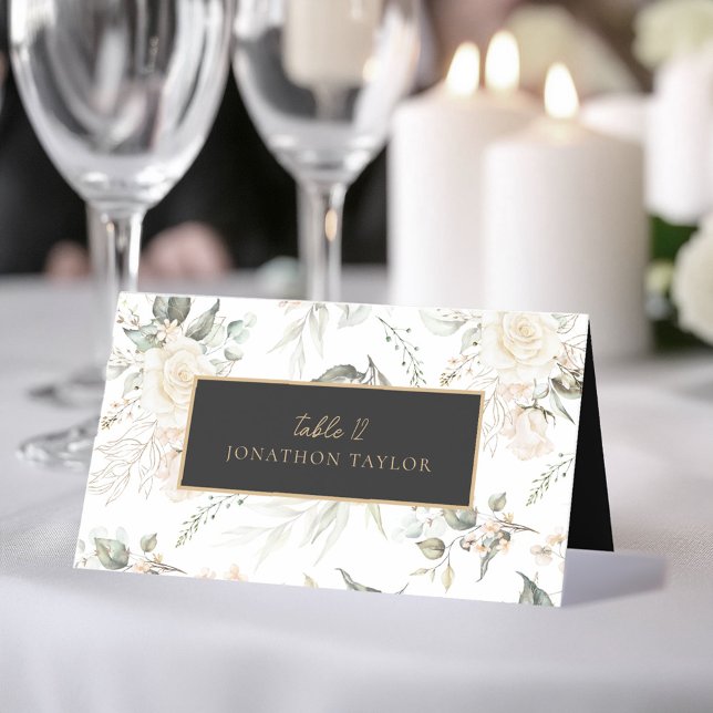 Pearl  Blommigt Elegance Mönster Bröllop ID989 Placeringskort (Skapare uppladdad)