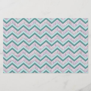 Pearl Blommigt Teal ZigZag Mönster Brevpapper