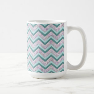 Pearl Blommigt Teal ZigZag Mönster Kaffemugg