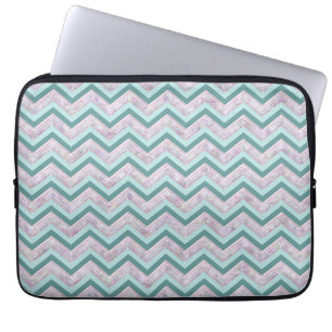 Pearl Blommigt Teal ZigZag Mönster Laptop Fodral
