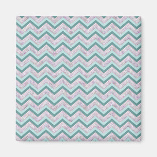 Pearl Blommigt Teal ZigZag Mönster Magnet
