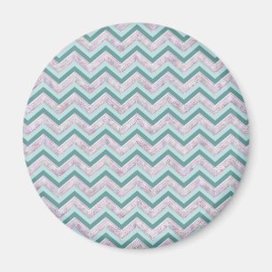 Pearl Blommigt Teal ZigZag Mönster Magnet