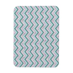 Pearl Blommigt Teal ZigZag Mönster Magnet