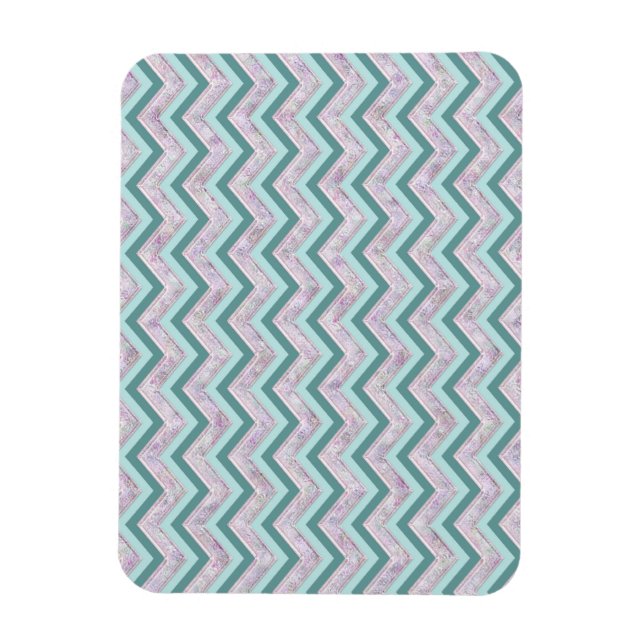 Pearl Blommigt Teal ZigZag Mönster Magnet (Vertikal)