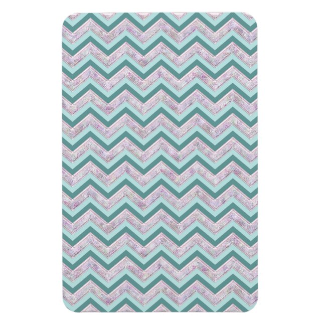 Pearl Blommigt Teal ZigZag Mönster Magnet (Vertikal)