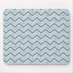 Pearl Blommigt Teal ZigZag Mönster Musmatta