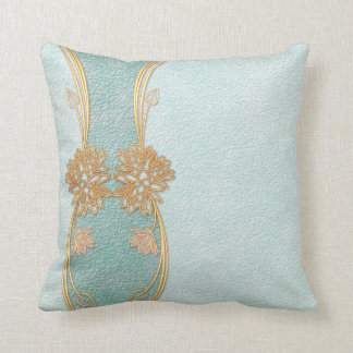 Pearl Blue Golden Löv Blommigt Scrapbook Kudde