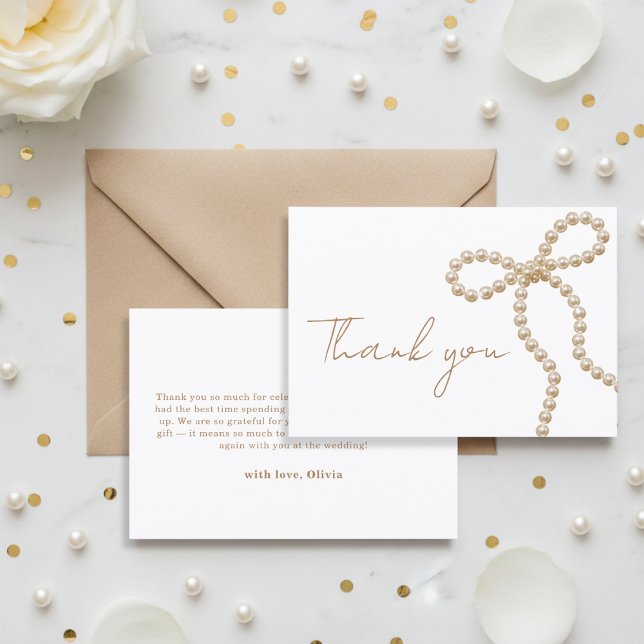 Pearl Bow Chic Hon bryter bandet Bridal Shower Tack Kort (Skapare uppladdad)