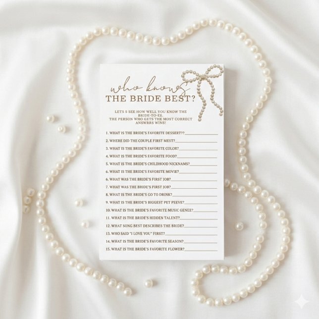 Pearl Bow Vem vet bruden bäst Bröllopsfest spel (Skapare uppladdad)