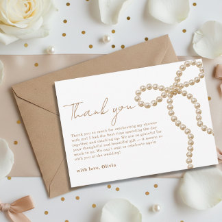 Pearl Bows bröllopsduschtjej Förlovningen är ett f Tack Kort