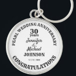 Pearl Bröllop 30 år firande Rund Silverfärgad Nyckelring<br><div class="desc">Årsgåva,  vare sig det handlar om bröllop,  pension,  studenten,  ålder eller förlovning,  är texten fullt redigerbar för kostym i tillfälle. Alla årsdagar kan läggas till i denna minnesnyckelkedja.</div>
