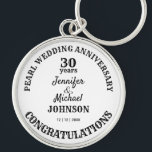 Pearl Bröllop 30 år firande Rund Silverfärgad Nyckelring<br><div class="desc">Årsgåva, vare sig det handlar om bröllop, pension, studenten, ålder eller förlovning, är texten fullt redigerbar för kostym i tillfälle. Alla årsdagar kan läggas till i denna minnesnyckelkedja.</div>