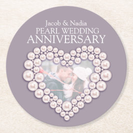 Pearl bröllop-årsdagen av hjärtfoto underlägg