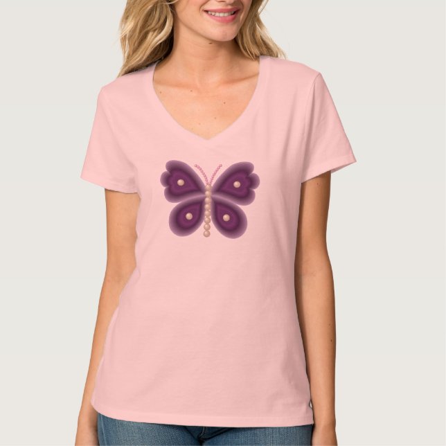 Pearl Butterfly V-Nacke Shirt T-shirt (Framsida)
