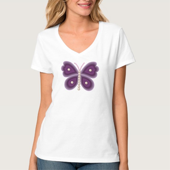 Pearl Butterfly V-Nacke Shirt Tröja (Framsida)