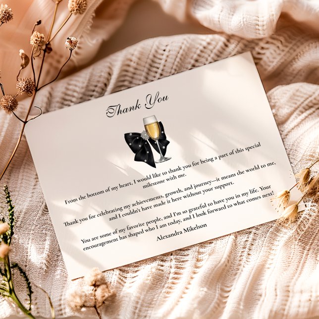 Pearl Champagne Glass Graduation Tack Kort (Skapare uppladdad)