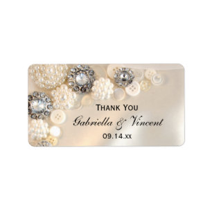 Pearl Diamond Buttons Bröllop Tack Favorittaggar Adressetikett