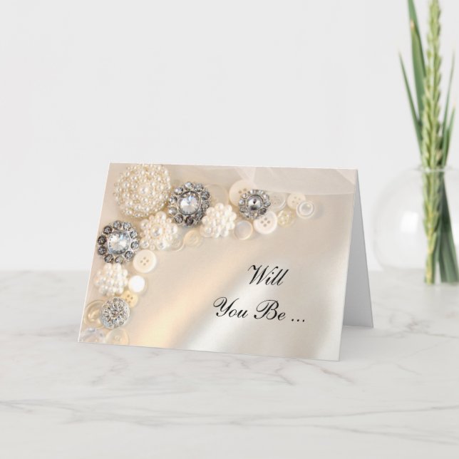 Pearl Diamonds Buttons blir min bridessa Inbjudan (Framsida)
