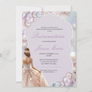 Pearl Dream rosa lila Quinceañera Inbjudningar