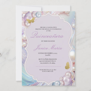Pearl Dream rosa lila Quinceañera Inbjudningar