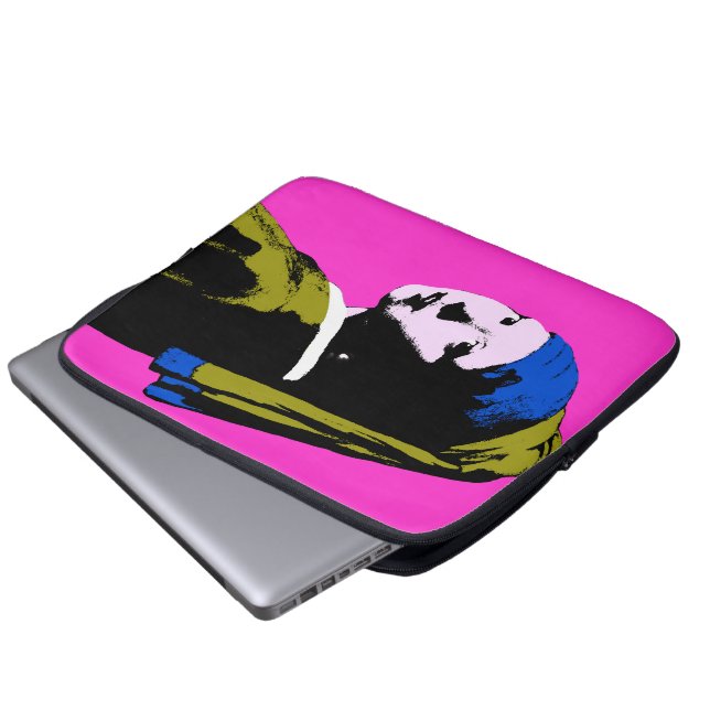 Pearl Earring Pop Art Stil Laptop Sleeve (Framre botten)