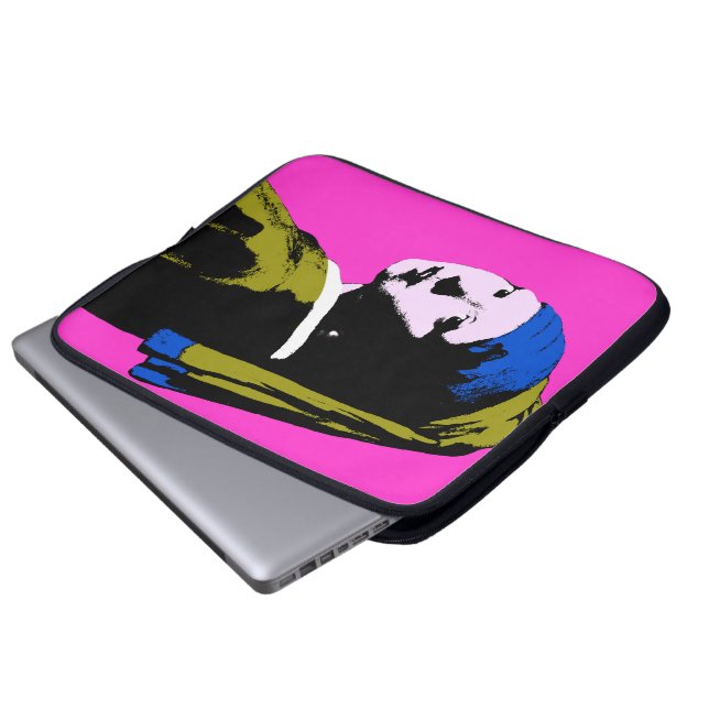 Pearl Earring Pop Art Stil Laptop Sleeve (Framre botten)