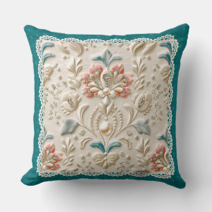 Pearl Elegance: Crystal Embroized Mönster Throw Kudde