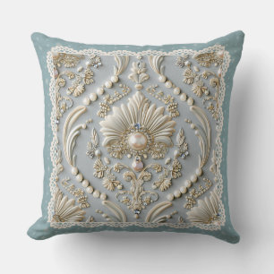 Pearl Elegance: Crystal Embroized Mönster Throw Kudde