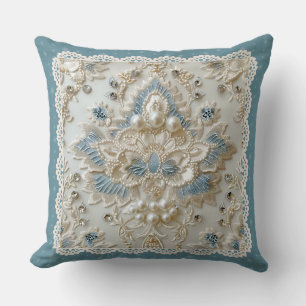 Pearl Elegance: Crystal Embroized Mönster Throw Kudde