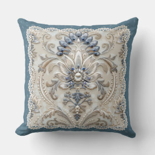 Pearl Elegance: Crystal Embroized Mönster Throw Kudde