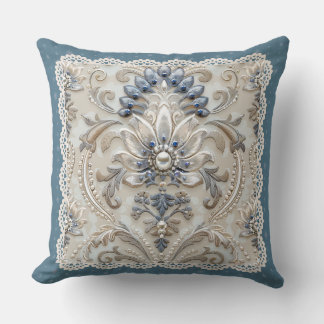 Pearl Elegance: Crystal Embroized Mönster Throw Kudde