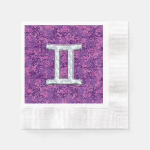 Pearl Gemini Zodiac Symbol på Digital Camouflage Pappersservett